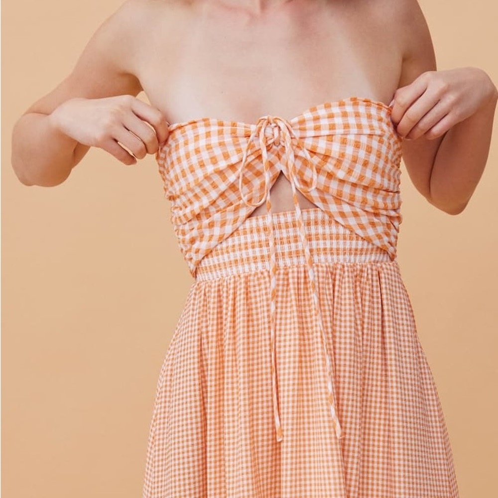 Love Bonito Orange Gingham Maxi Dress - Picture 3 of 5